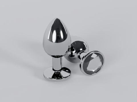 Jewelled Clear Metal Butt Plug 3D Model