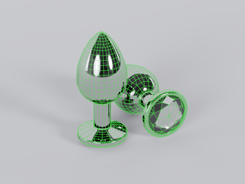 Jewelled Clear Metal Butt Plug 3D Model