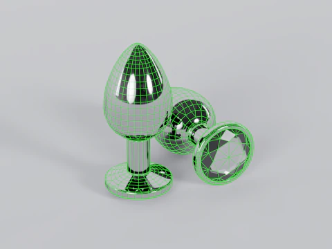 Plug anale gioiello in metallo trasparente Modello 3D