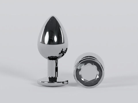 Jewelled Clear Metal Butt Plug 3D Model