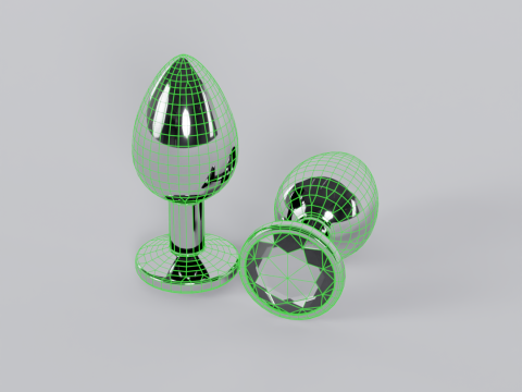 Jewelled Clear Metal Butt Plug 3D Model