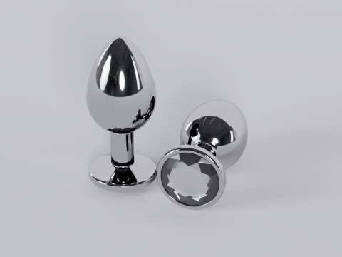 Jewelled Clear Metal Butt Plug 3D Model