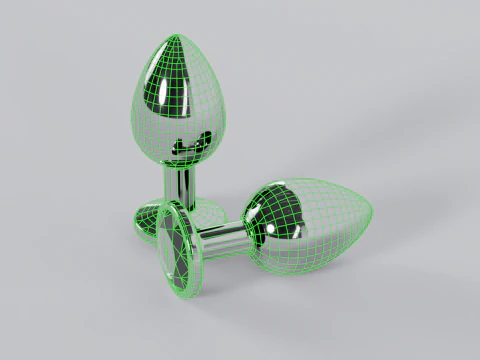 Plug anale gioiello in metallo trasparente Modello 3D