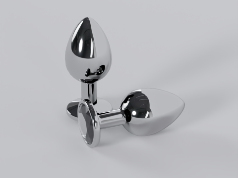 Jewelled Clear Metal Butt Plug 3D Model