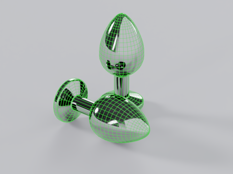Jewelled Clear Metal Butt Plug 3D Model