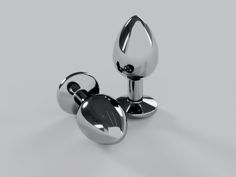 Jewelled Clear Metal Butt Plug 3D Model