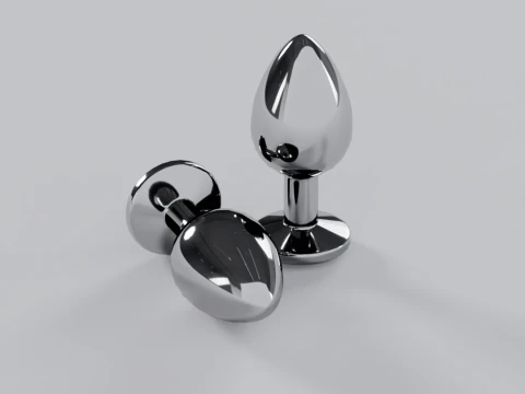 Plug anale gioiello in metallo trasparente Modello 3D