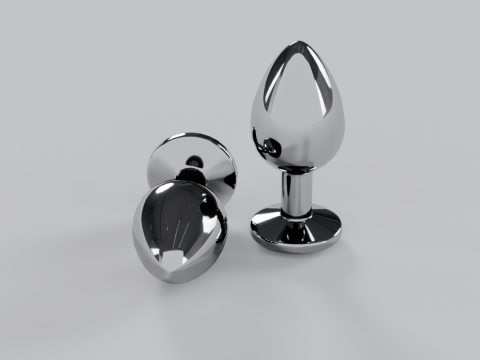 Jewelled Clear Metal Butt Plug 3D Model