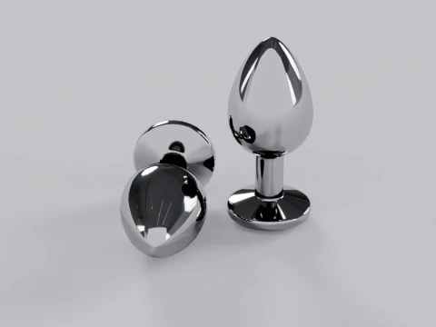 Plug anale gioiello in metallo trasparente Modello 3D