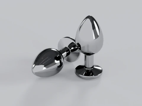 Plug anale gioiello in metallo trasparente Modello 3D