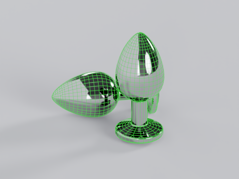 Jewelled Clear Metal Butt Plug 3D Model