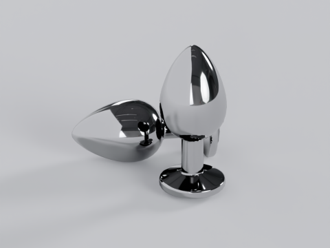 Jewelled Clear Metal Butt Plug 3D Model