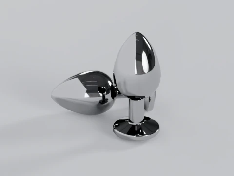 Plug anale gioiello in metallo trasparente Modello 3D