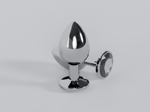 Jewelled Clear Metal Butt Plug 3D Model