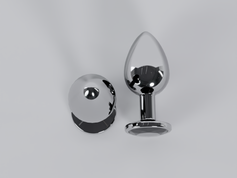 Jewelled Clear Metal Butt Plug 3D Model