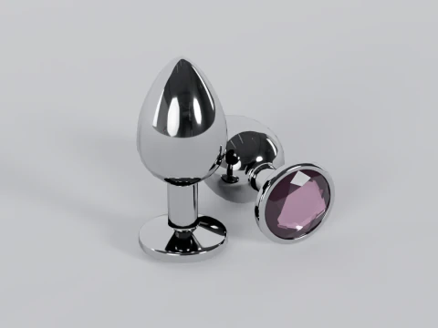 Plug anale gioiello in metallo rosa chiaro Modello 3D
