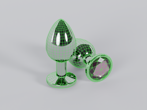 Jewelled Light Pink Metal Butt Plug 3D Model