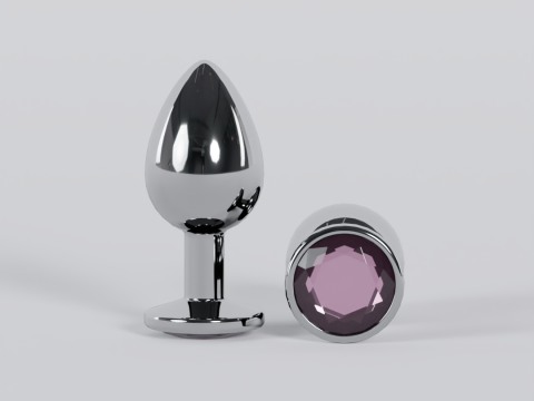 Jewelled Light Pink Metal Butt Plug 3D Model