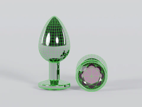 Plug anale gioiello in metallo rosa chiaro Modello 3D