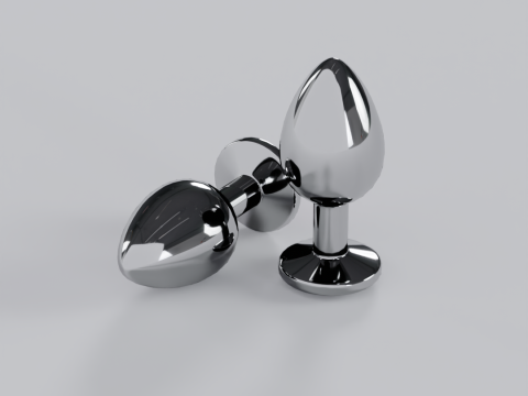 Jewelled Light Pink Metal Butt Plug 3D Model