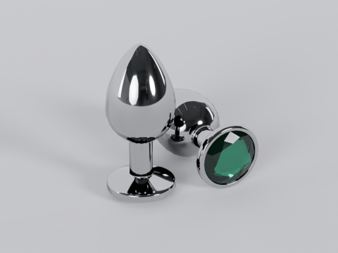 Jewelled Emerald Green Metal Butt Plug 3D Model