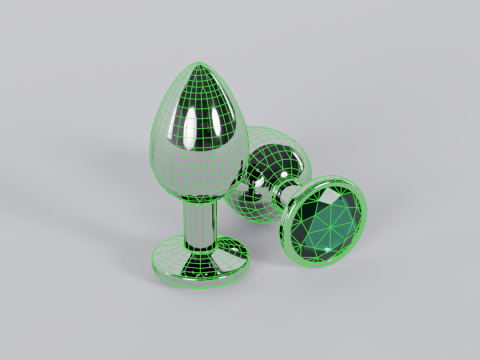 Jewelled Emerald Green Metal Butt Plug 3D Model