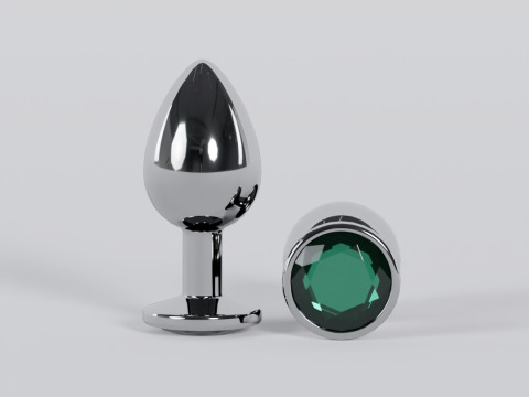Jewelled Emerald Green Metal Butt Plug 3D Model