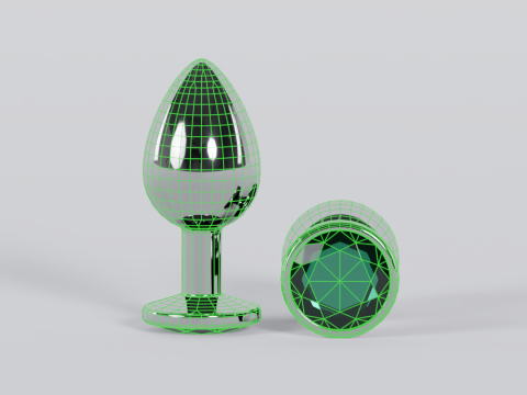 Jewelled Emerald Green Metal Butt Plug 3D Model