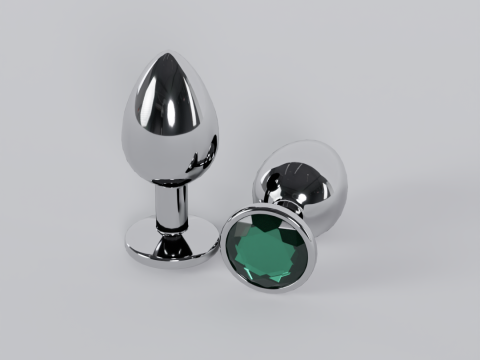 Jewelled Emerald Green Metal Butt Plug 3D Model