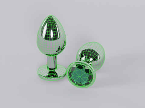Jewelled Emerald Green Metal Butt Plug 3D Model