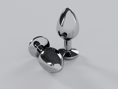 Jewelled Emerald Green Metal Butt Plug 3D Model