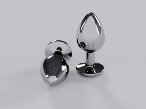 Jewelled Emerald Green Metal Butt Plug 3D Model