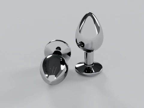 Plug anale ingioiellato in metallo verde smeraldo Modello 3D