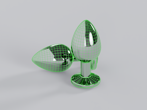 Jewelled Emerald Green Metal Butt Plug 3D Model
