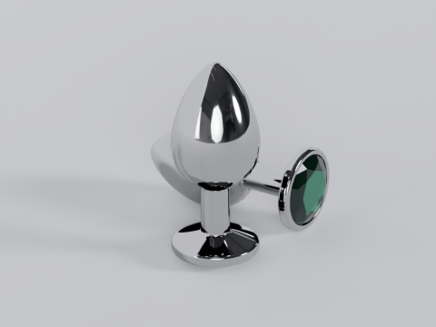 Jewelled Emerald Green Metal Butt Plug 3D Model