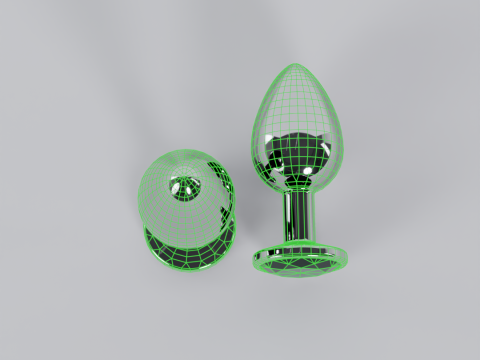 Jewelled Emerald Green Metal Butt Plug 3D Model