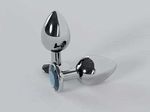 Jewelled Light Blue Metal Butt Plug 3D Model