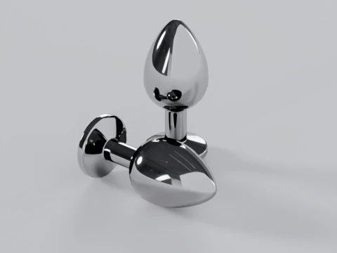 Jewelled Light Blue Metal Butt Plug 3D Model