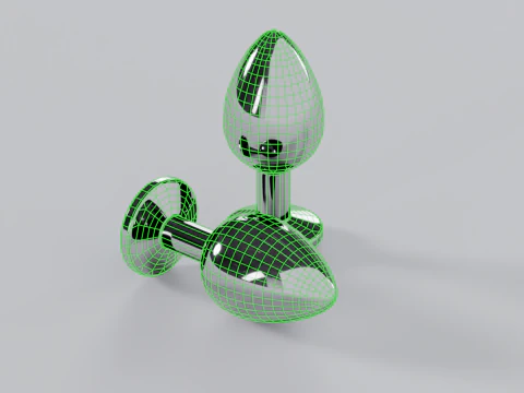 Jewelled Light Blue Metal Butt Plug 3D Model
