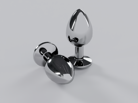 Jewelled Light Blue Metal Butt Plug 3D Model
