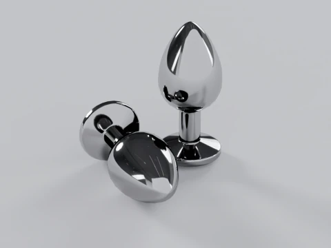 Jewelled Light Blue Metal Butt Plug 3D Model