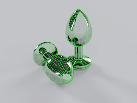 Jewelled Light Blue Metal Butt Plug 3D Model