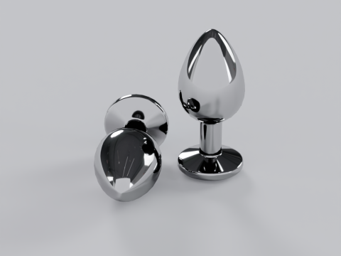 Jewelled Light Blue Metal Butt Plug 3D Model