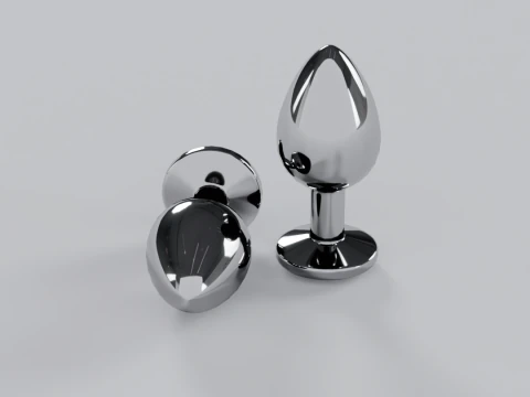 Jewelled Light Blue Metal Butt Plug 3D Model