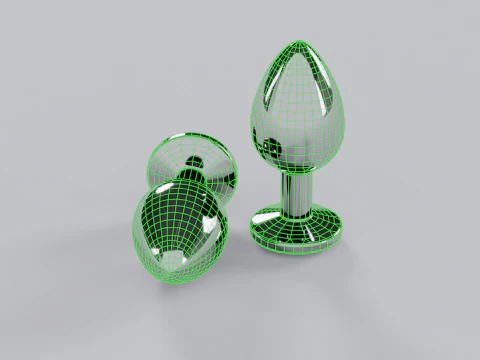 Jewelled Light Blue Metal Butt Plug 3D Model
