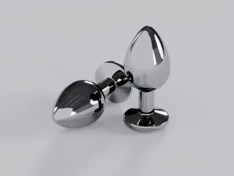 Jewelled Light Blue Metal Butt Plug 3D Model