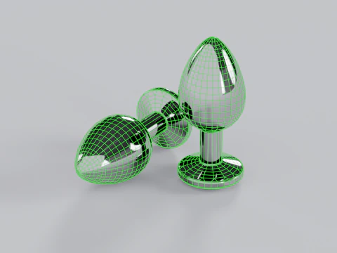 Jewelled Light Blue Metal Butt Plug 3D Model