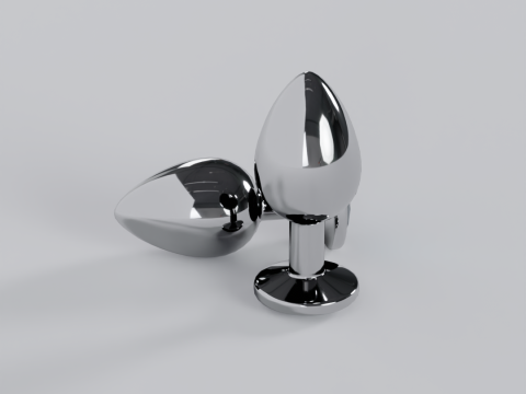 Jewelled Light Blue Metal Butt Plug 3D Model