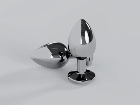 Jewelled Light Blue Metal Butt Plug 3D Model