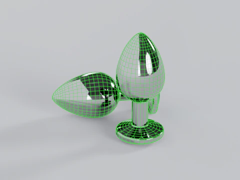 Jewelled Light Blue Metal Butt Plug 3D Model